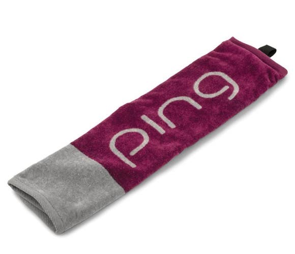 PING Ladies Tri Fold Golf Towel Magenta/Gray 21L x 16W NEW!