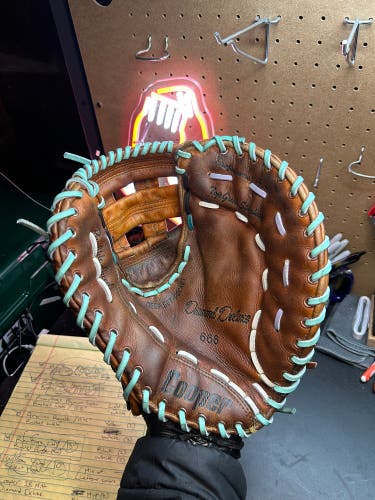 Cooper Diamond Deluxe 666 First Base Mitt (RHT, Conditioned & Relaced in Mint/Black/White/Lavender)