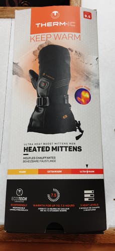 Black Men's Therm-Ic Ultra Heat Boost Mittens- Size 9.5