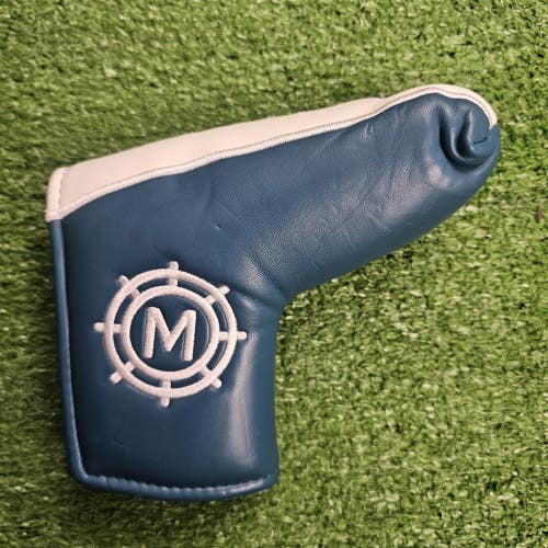 Meridian White Blue Blade Putter Golf Club Head Cover Headcover Magnetic Golfing