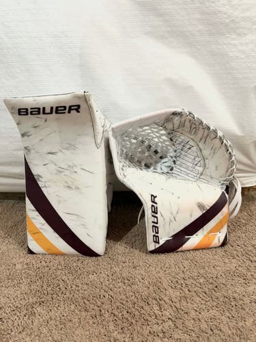 Bauer Mach Regular Pro Stock goalie glove and blocker set