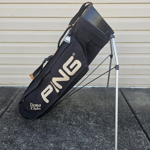 Vtg Ping Hoofer Karsten "Demo Clubs" Black Canvas Stand Golf Bag 4 Way Divider