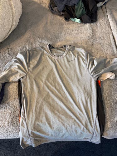 Gray Large Men's Pro Combat long sleeve Nike Dri-Fit Shirt (Used)