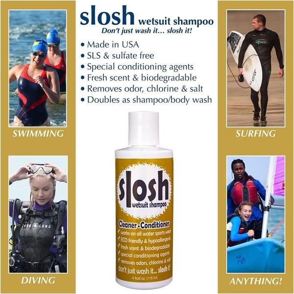 JAWS Slosh Wetsuit Shampoo Cleaner Conditioner 1 fl. oz. Scuba Dive ...