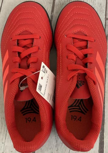 Predator TF Juniors Lace Up Soccer Shoes Non Marking Soles Breathable Red