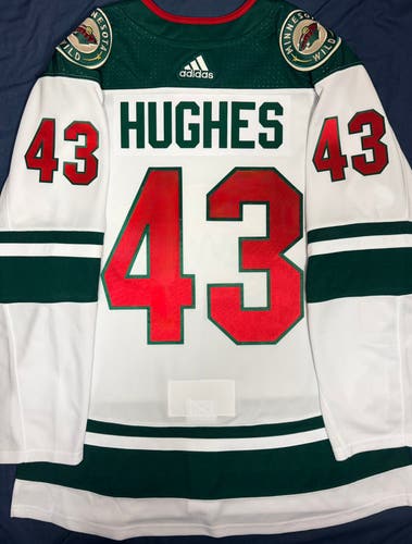 Quinn Hughes Minnesota Wild Adidas Climalite Away Jersey Size: 54