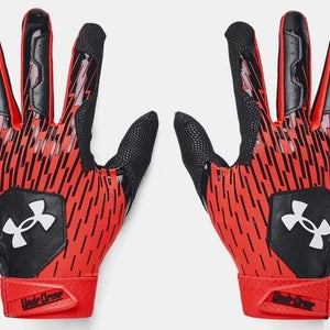 NWT men's Large Under Armour clean up orange/black Batting Gloves