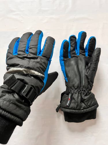 ZeroXposur ski winter gloves insulated black blue adjustable strap youth L/XL