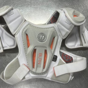 Used Warrior BURN Lacrosse Shoulder Pads White SM 11497-S000155250
