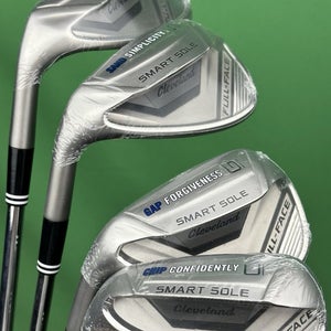 Cleveland Smart Sole Full Face Wedge Set LEFT Hand Steel Chipper, GW, SW, LW NEW