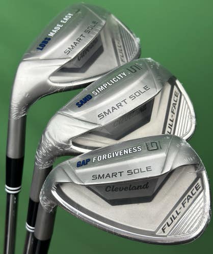Cleveland Smart Sole Full Face Wedge Set LEFT Hand Steel Gap, Sand, Lob LH NEW