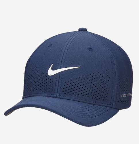 Nike Dri-FIT ADV Rise Structured SwooshFlex Hat Cap FB5633 Size M/L Navy Blue