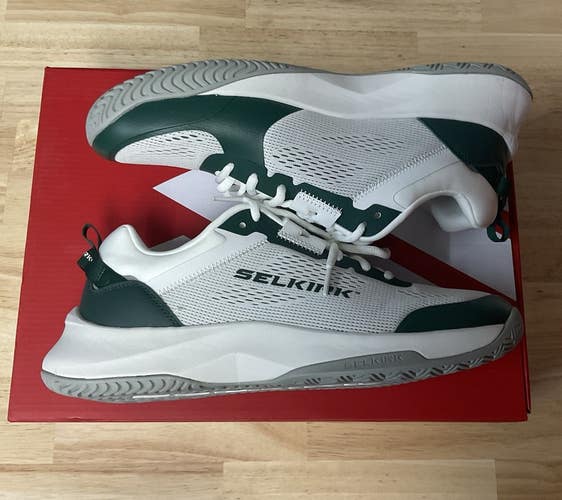 Selkirk Mens Court Strike White/DKGREEN Size 8.5 Pickleball Shoes