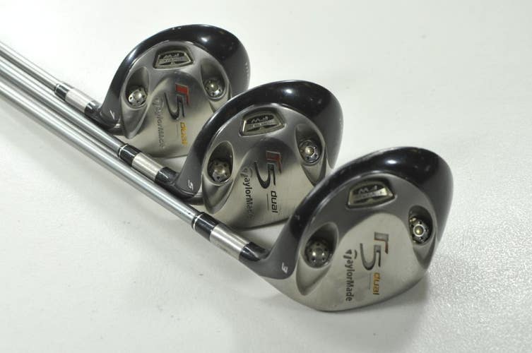 TaylorMade r5 Dual 3, 5, 7 Fairway Wood Set Stiff Flex RH Graphite # 210923