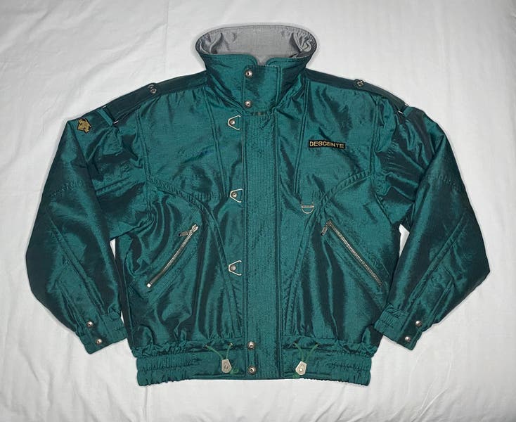 Vintage Descente Ski Jacket Men's Medium Green Silver Snowboard
