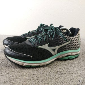 Mizuno Wave Rider 18 Womens Size 8.5 Running Shoes Low Sneakers Black Teal Green