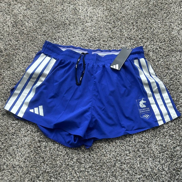 Adidas Boston Marathon 2025 Adizero Running Split Shorts Blue Mens XL JN5534