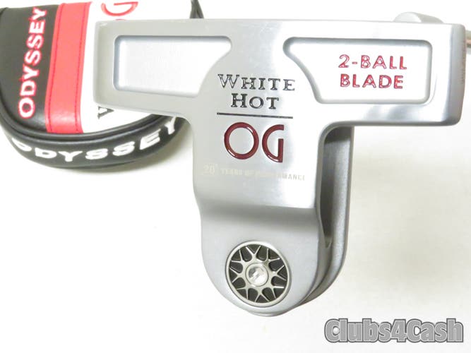 Odyssey White Hot OG 2-Ball Blade Putter Tour lined Plumbers Neck 35" +Cover