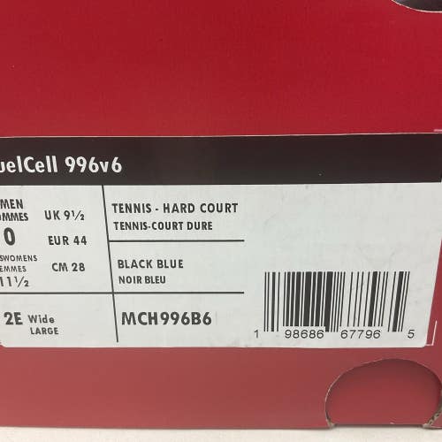 USED Mens New Balance FuelCell 996v6 Size 10 wide Tennis Court Shoes