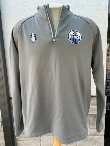 Edmonton Oilers 2025 Stanley Cup Gray Large Fanatics Quarter Zip (New) 7264