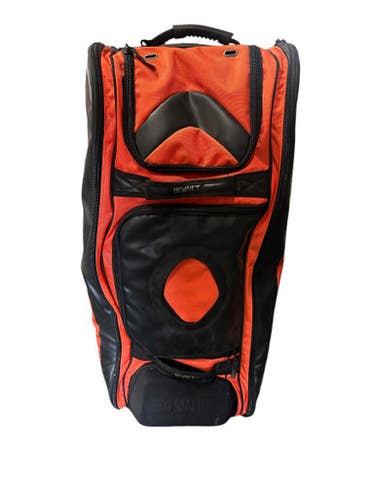 Used Bownet CADET WHEEL BAG BB/SB Player Wheeled Bag Black And Orange 11835-C000204414