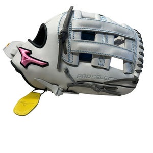 Used Mizuno GPSF-70DD RH Throw Fastpitch Gloves White And Carolina Blue 12 1/2" 11835-S000203983