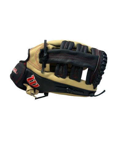 Used Wilson A500 BB/SB Glove RH Throw Black And Tan 12 1/2" 11835-S000204193