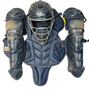 Used All Star SYSTEM 7 Catchers Chest Protector Navy Blue Intermed 11835-S000204528