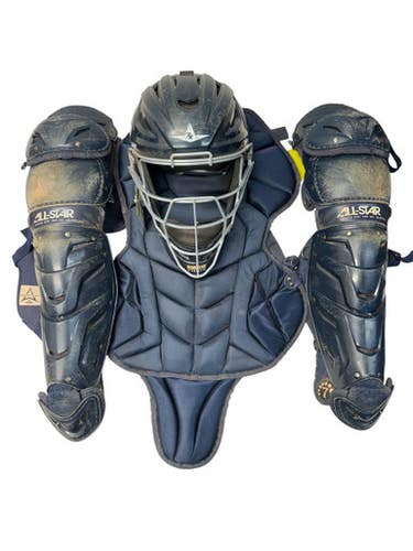 Used All Star SYSTEM 7 Catchers Chest Protector Navy Blue Intermed 11835-S000204528