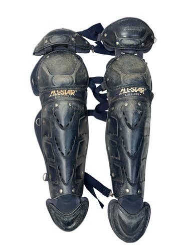Used All Star LG1216PS Catchers Leg Guards Navy Blue Intermed 11835-S000204569