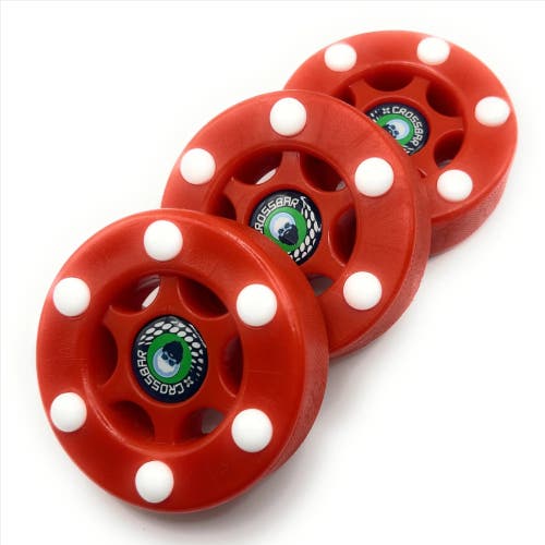 Crossbar Red Roller Hockey Pucks – 3 Pack (New)