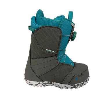 Used Burton ZIPLINE BOA Boys Snowboard Boots Grey Junior 04 11406-S000108667