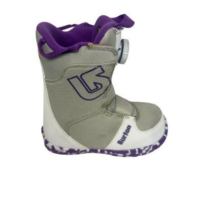 Used Burton GROM BOA Girls Snowboard Boots White Youth 13.0 11406-S000108498