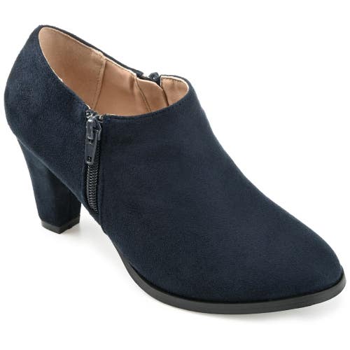 Journee Collection Sanzi Boot Womens 9 Navy Almond Toe Block Heel Bootie ZAP2151