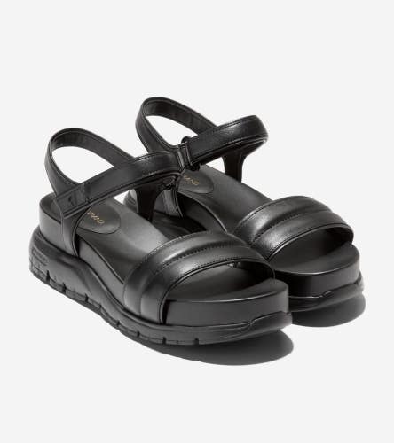 Cole Haan Zerogrand W32658 Sandals Womens US 9 Black Leather Ankle Strap VER1149