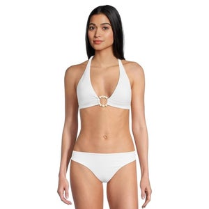 BECCA Marble Canyon Mira Bikini Top Women's Small White Halter Swimwear GBO2381