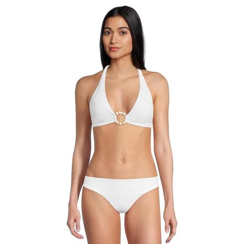 BECCA Marble Canyon Mira Bikini Top Women's Small White Halter Swimwear GBO2381