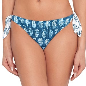 Lauren Ralph Lauren Bikini Bottom Women 8 Blue Printed Tie Side Swimwear GBO2382