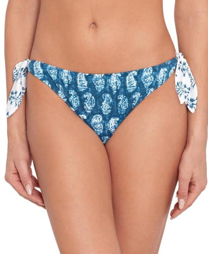 Lauren Ralph Lauren Bikini Bottom Women 8 Blue Printed Tie Side Swimwear GBO2382
