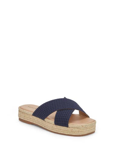 Lucky Brand Gayte Sandals Womens 5.5 Blue Cross Strap Slip On Espadrille ZAP2112