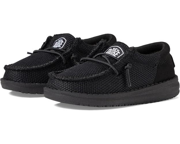 Hey Dude Wally Funk Mono Toddler US 9 Black Moc Toe Slip On Casual Shoes VER1145