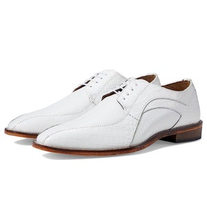Stacy Adams Turano 25576-100 Oxford Men's 7.5 White Leather Dress Shoes HTAT296