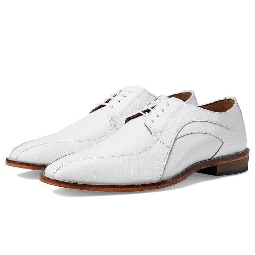 Stacy Adams Turano 25576-100 Oxford Men's 7.5 White Leather Dress Shoes HTAT296