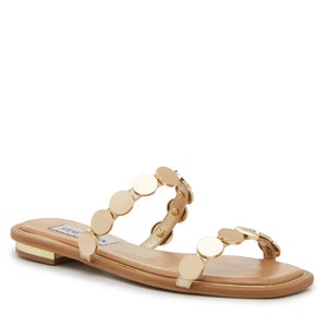 Steve Madden Karlie Sandals Women's US 6.5 Gold Square Toe Slip On Slide ZAP2223