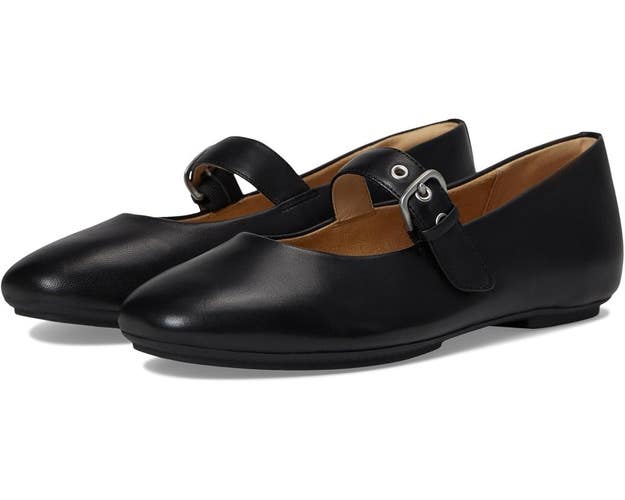 FitFlop Delicato Flats Women's US 7 Black Leather Round Toe Mary Janes VER1215