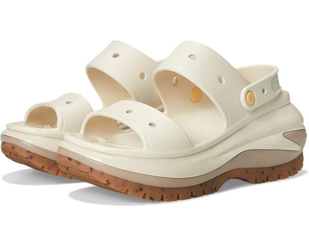 Crocs Mega Crush 207989-214 Sandals Women's US 6 Taupe Open Toe Platform VER1311