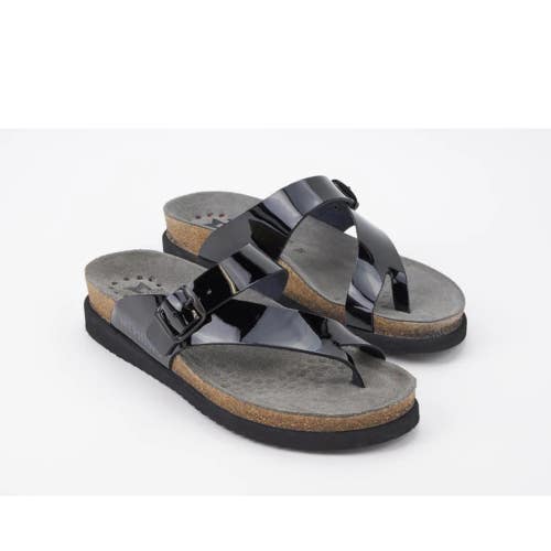 Mephisto Helen H017-1100 Sandals Women's 11 Black Leather Slip-On Slide VER1212