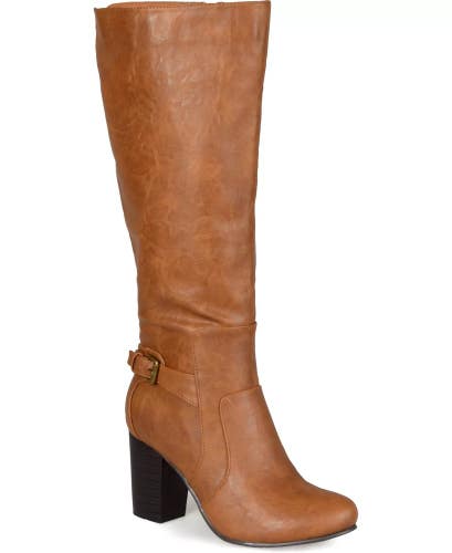 Journee Collection Carver Boots Women's US 8.5 Tan Leather Knee-High ZAP2154