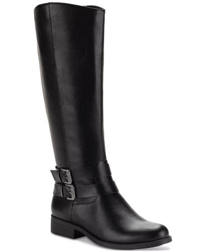 Style & Co Maliaa Women's 9.5 Black Faux Leather Knee High Riding Boots ZAP2157