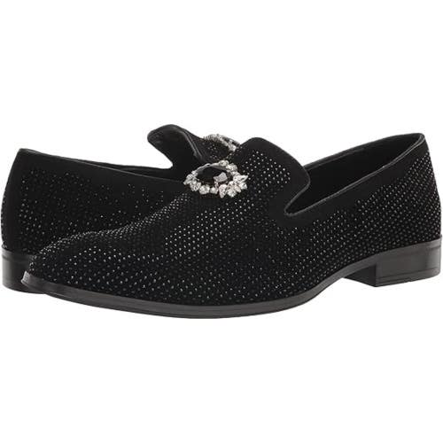 Stacy Adams Spark Brooch Loafer Men's 11 Black Rhinestone Dress Shoes HTAT291